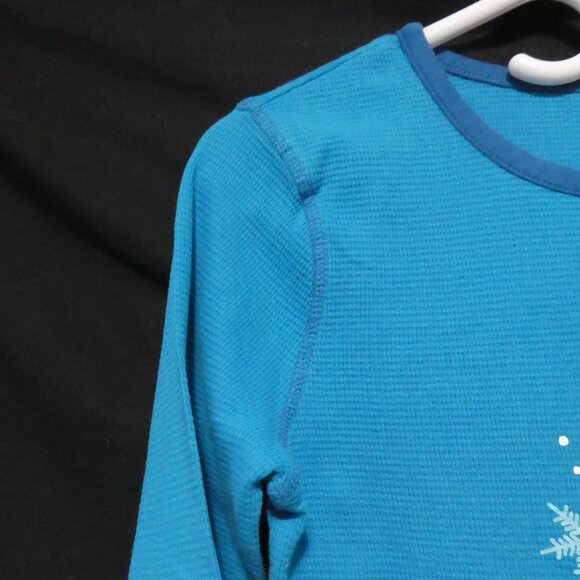TWEETY! | large | Blue Waffle Knit Long Sleeve Pajama Shirt | Tweety Print Front - Picture 4 of 16